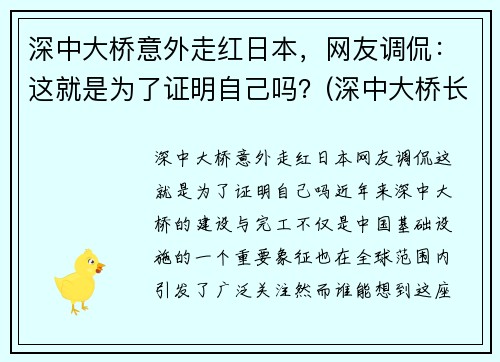 深中大桥意外走红日本，网友调侃：这就是为了证明自己吗？(深中大桥长度多少公里)